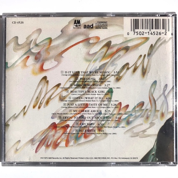 Mellow Madness by Quincy Jones CD A & M CD 4526 UPC 075021452626 Jazz Soul Funk - Picture 4 of 4